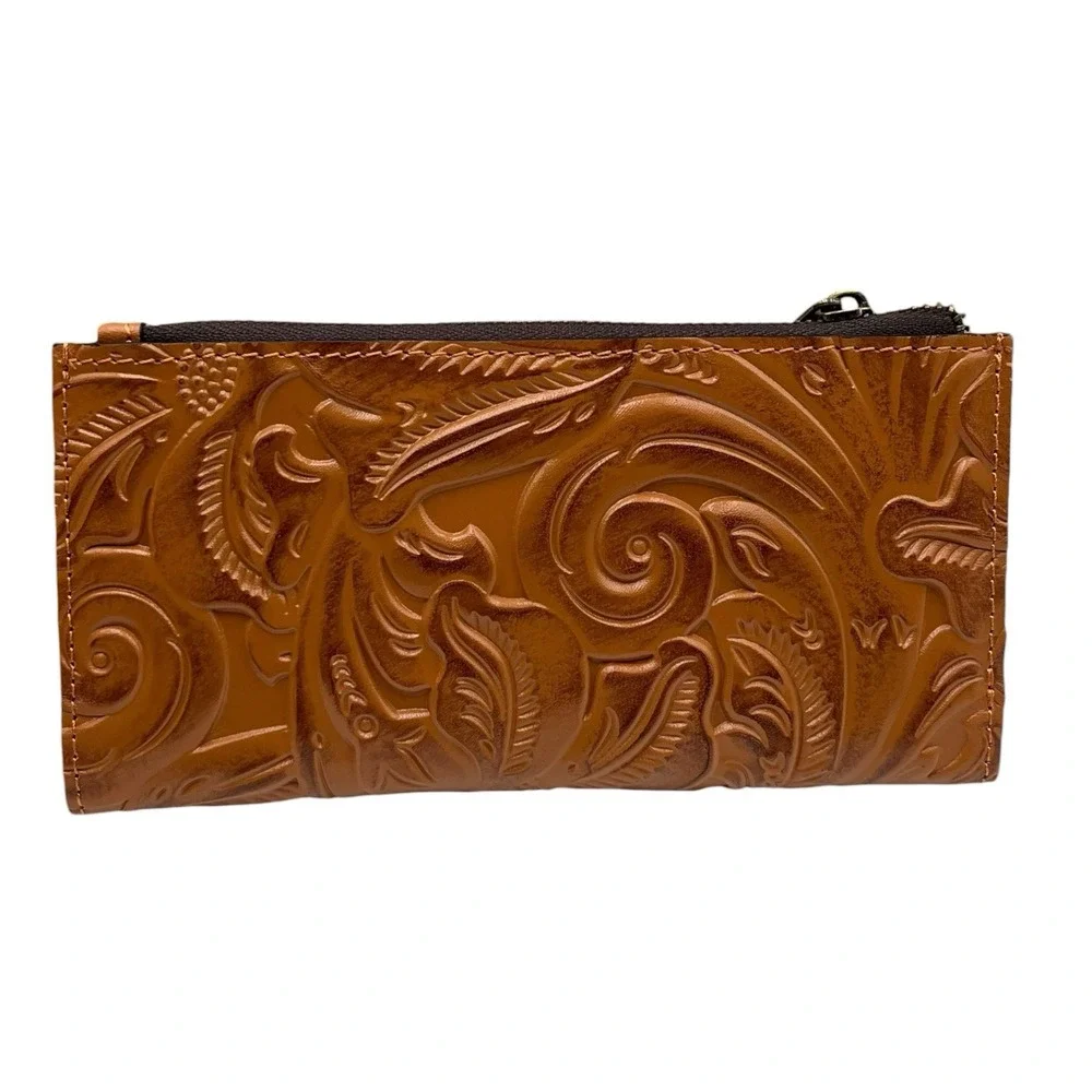 Patricia Nash Womens Nazari Tooled Leather Bifold Wallet Cognac Tan Brown RFDI